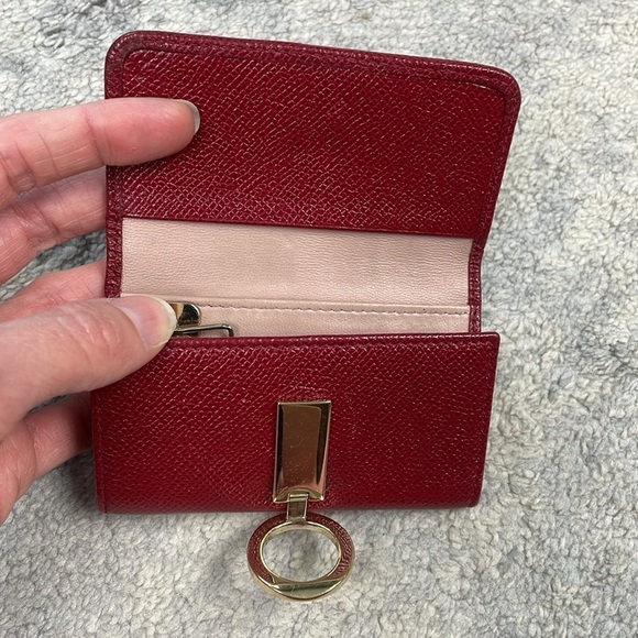 Bvlgari Red Pebbled Leather Compact Key Holder Designer Luxury - Picture 7 of 16